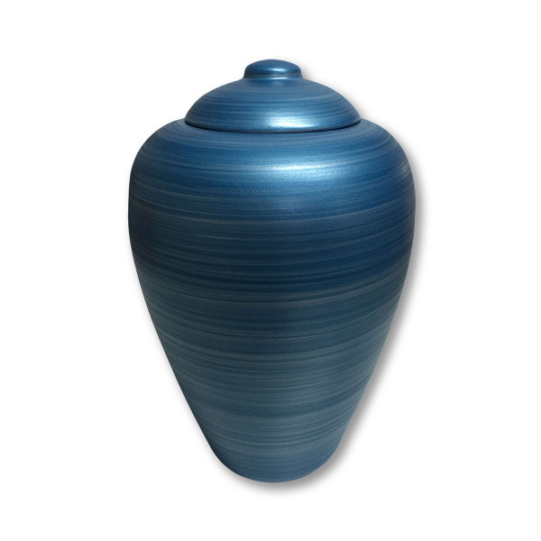 Image of a Sand & Gelatin Blue Urn with Swirls
